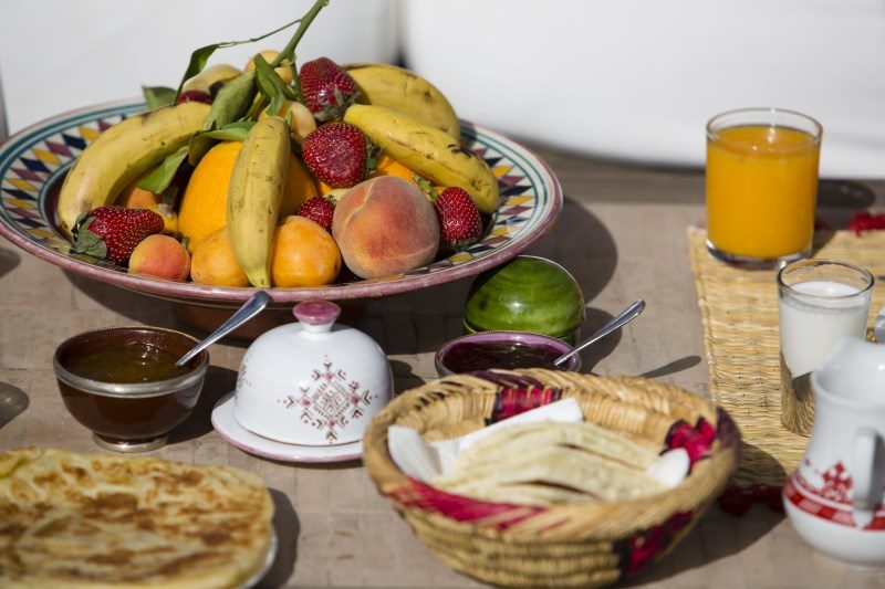 Nourriture authentique et de haute qualité au Riad El Zohar, Marrakech.