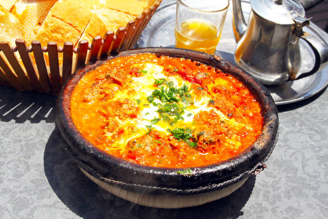 Morocco national dish - tajine of meet with vegetables and meatballs